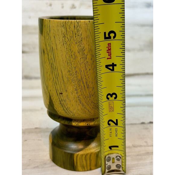 Two Toned Wood Mortar and Pestle Smashing and Grinding Kitchen Tool - Picture 6 of 8